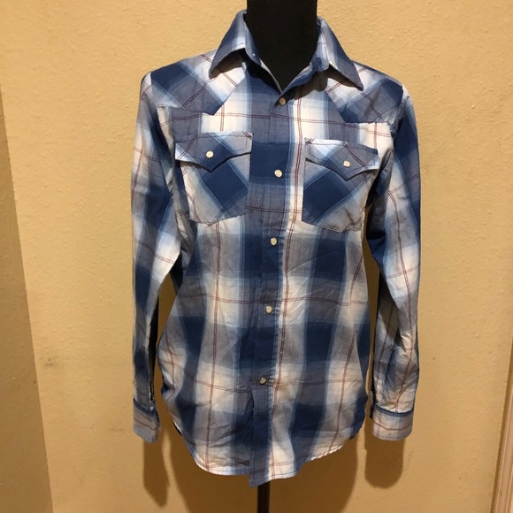 ELY Cattleman Tops - Western Cut Plaid Snap Shirt